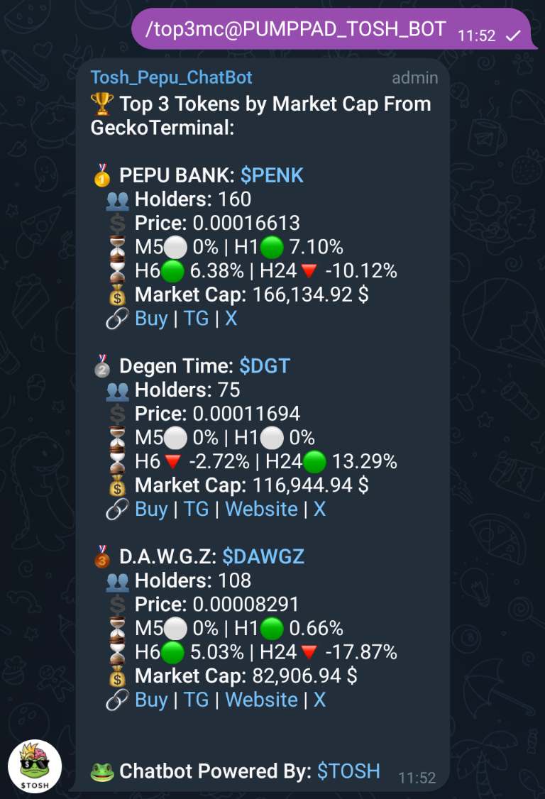 Tosh ChatBot preview